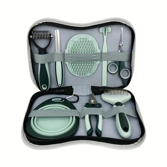 8 In 1 Pet Grooming, Message Shower Nail Feeder Toothbrushse Set For Cats, Small Dog